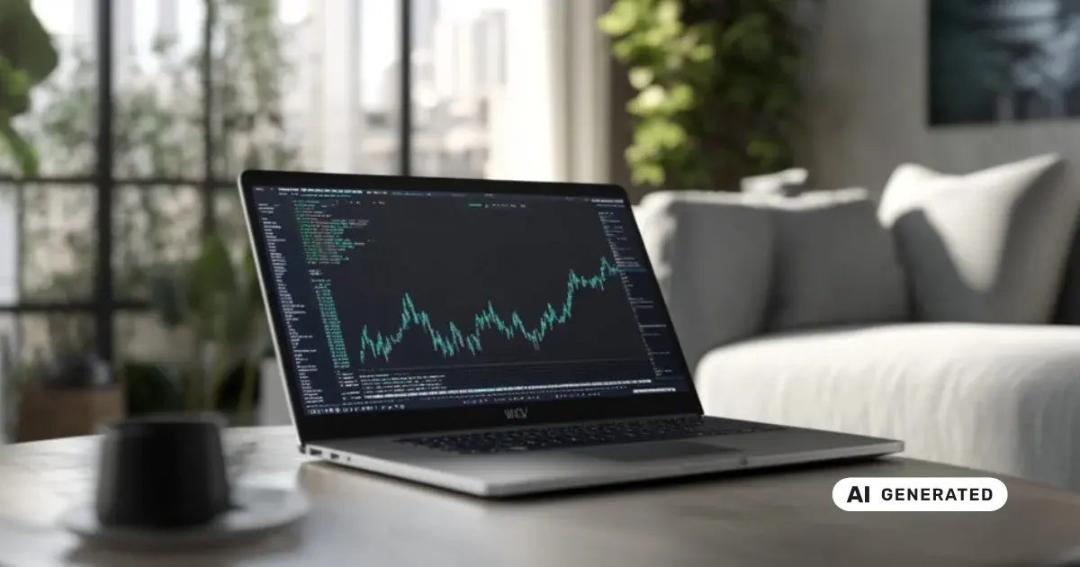 Laptop mit Aktienkurs-Diagramm auf dem Bildschirm