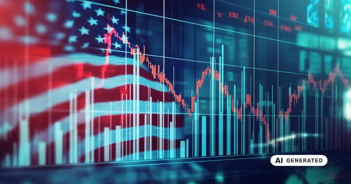 US-Flagge überlagert von Börsendiagrammen und Kursverläufen