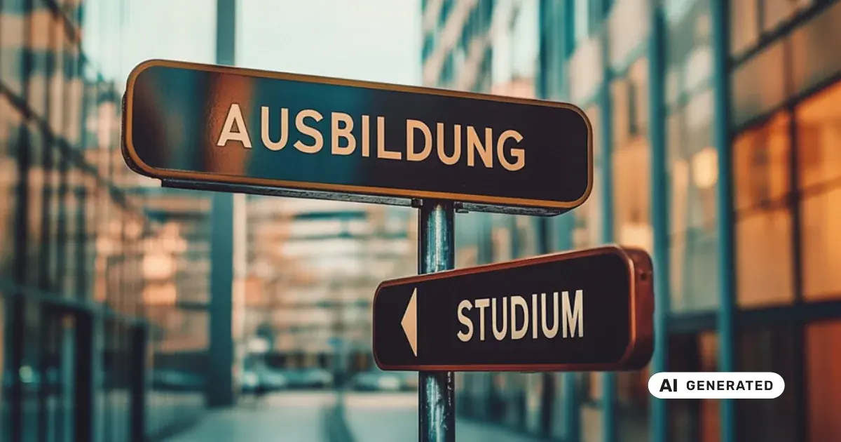 Wegweiser mit den Beschriftungen „Ausbildung“ und „Studium“