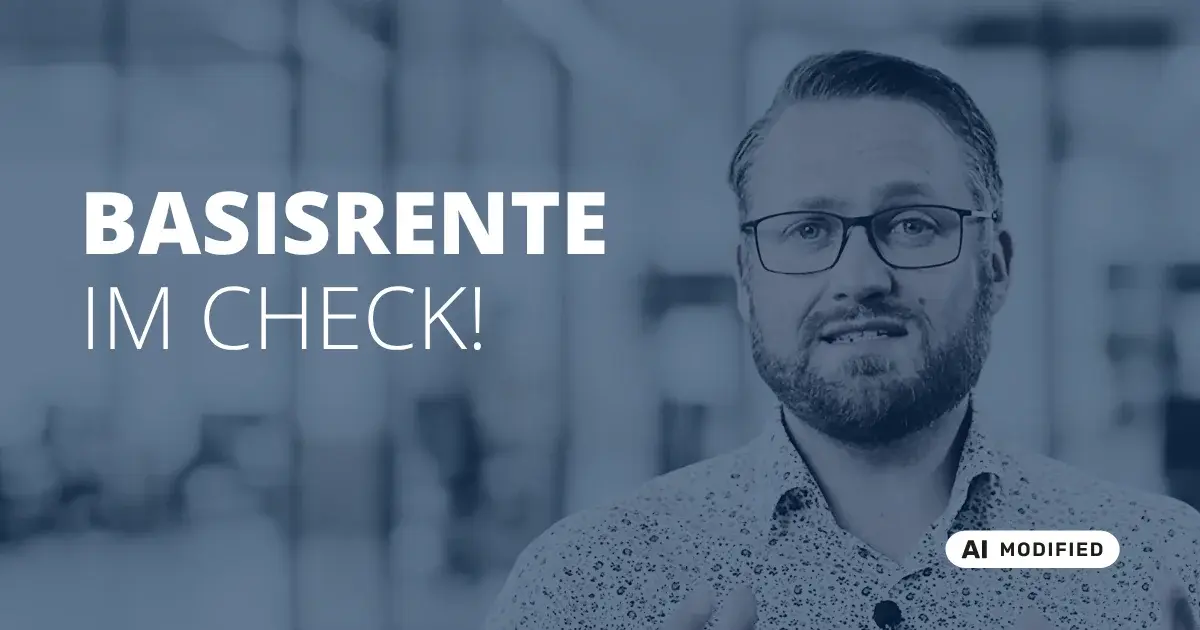 Sven Stopka neben Schriftzug „Basisrente im Check“ zum Thema Rente