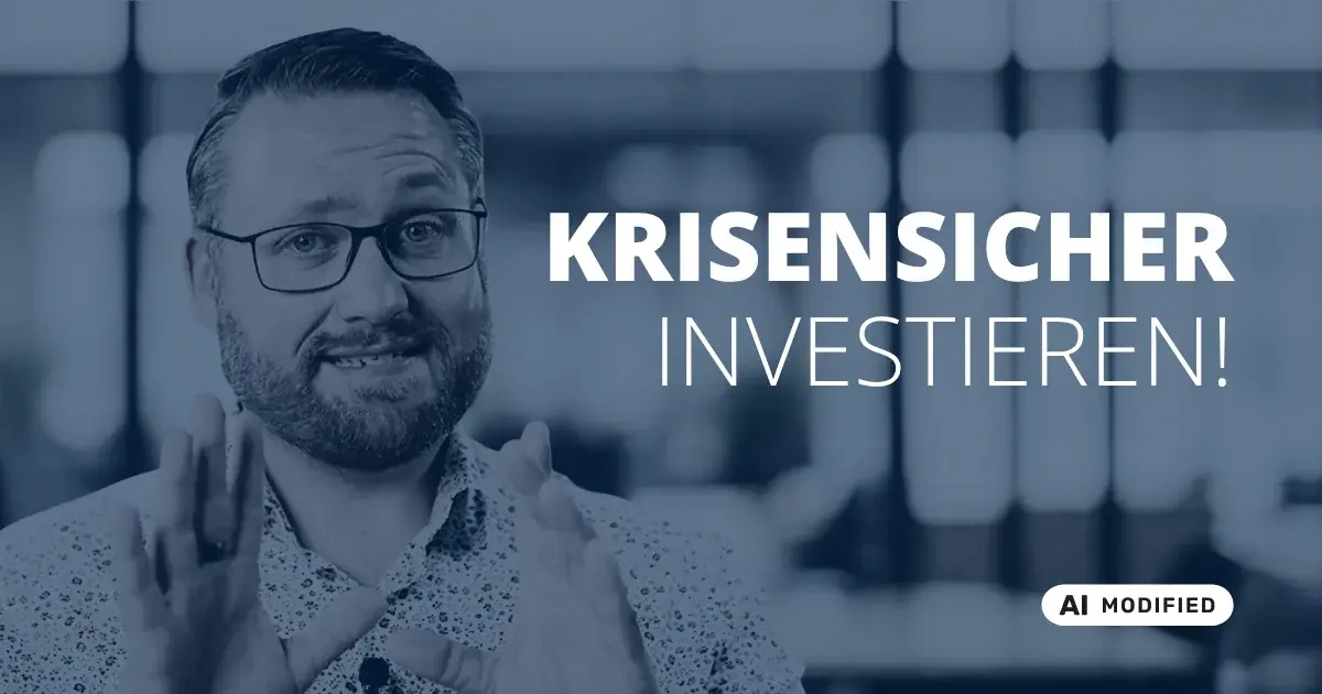 Sven Stopka neben Schriftzug „Krisensicher investieren“ zum Thema Investieren