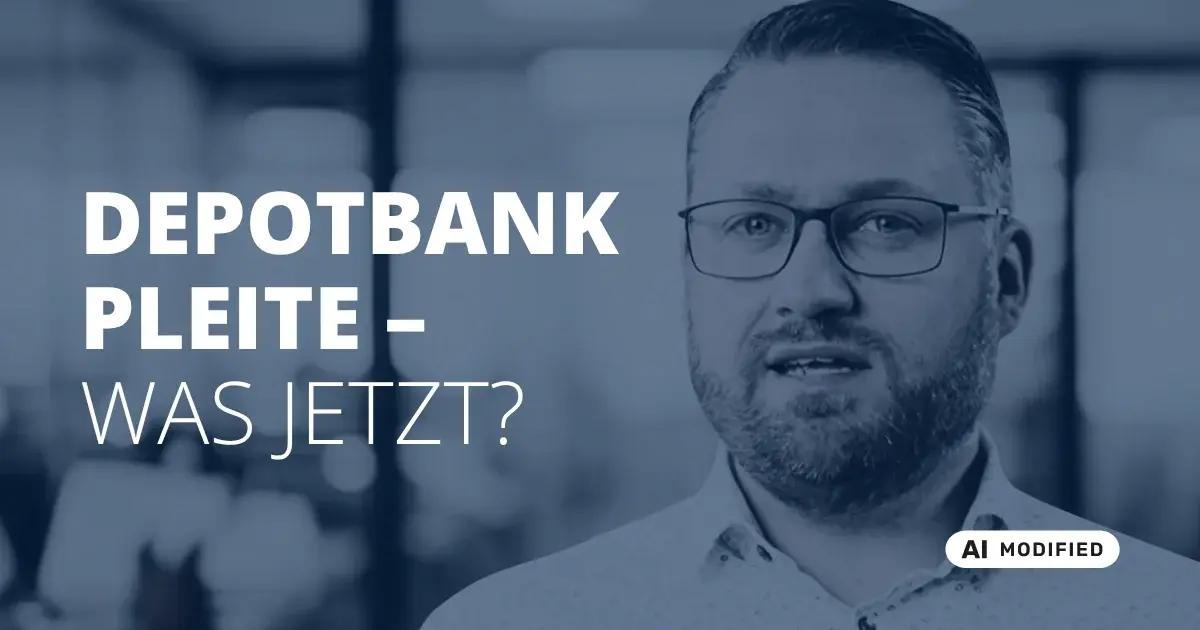 Sven Stopka neben Schriftzug „Depotbank pleite – Was jetzt“ zum Thema Depotbank