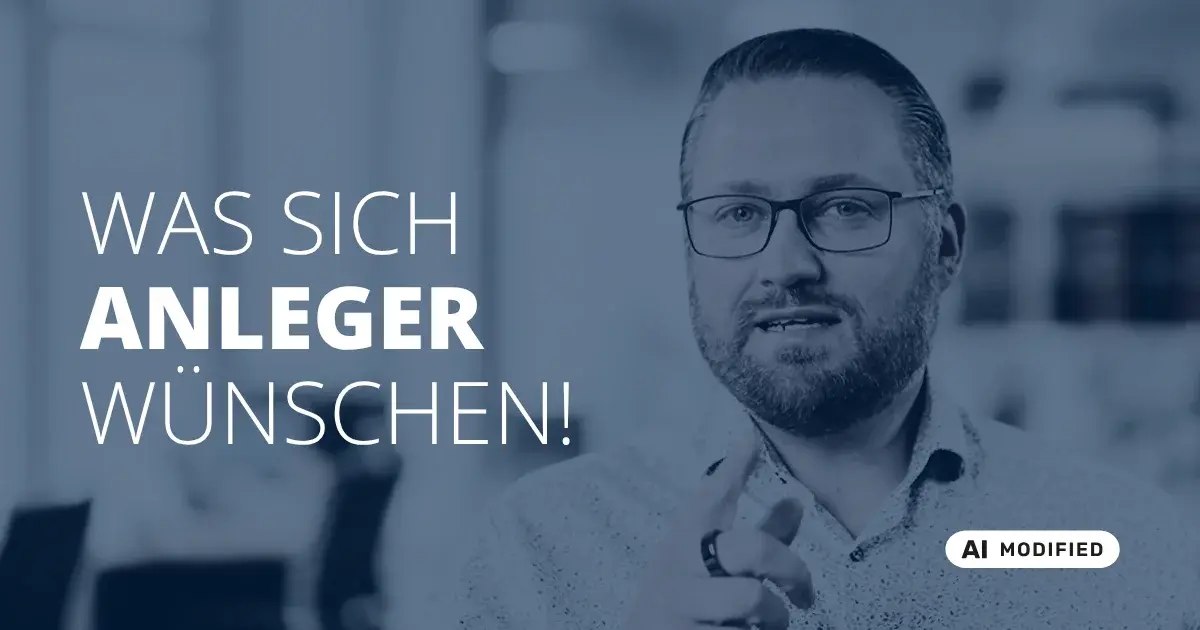 Sven Stopka neben Schriftzug „Was sich Anleger wünschen“ zum Thema Finanzberatung
