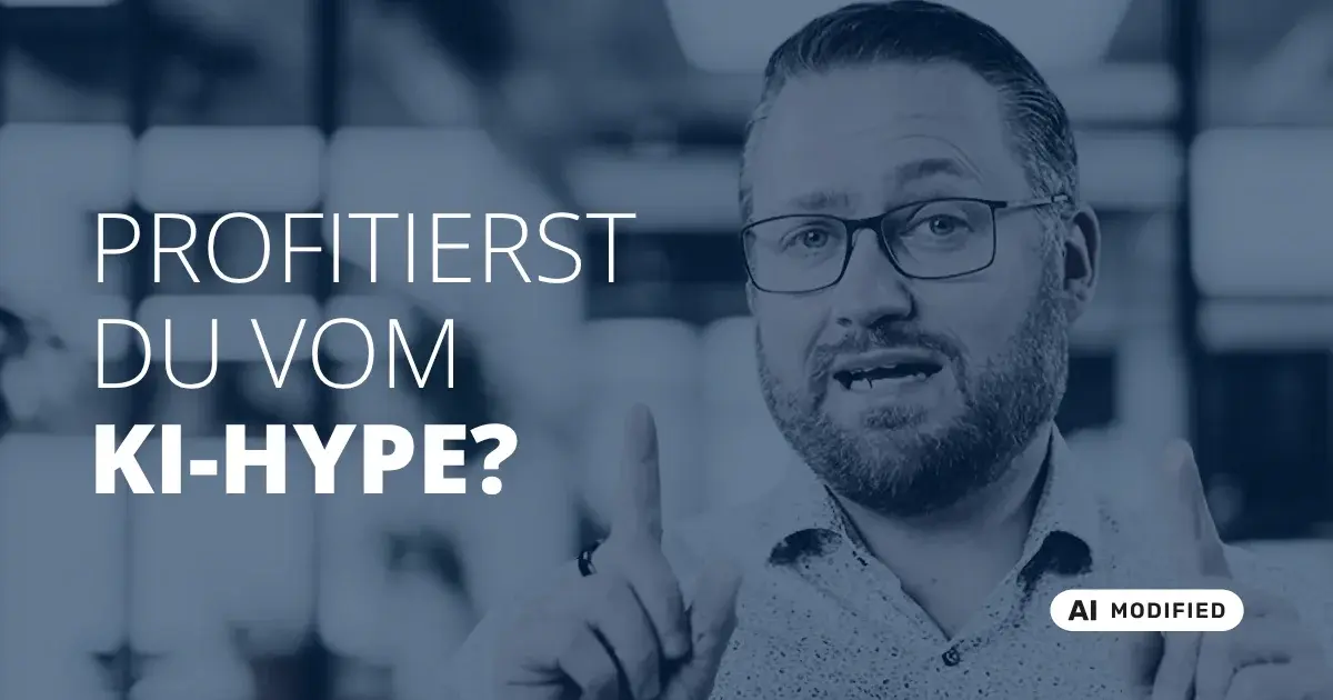Sven Stopka neben Schriftzug „Profitierst du vom KI-Hype“ zum Thema Geldanlage