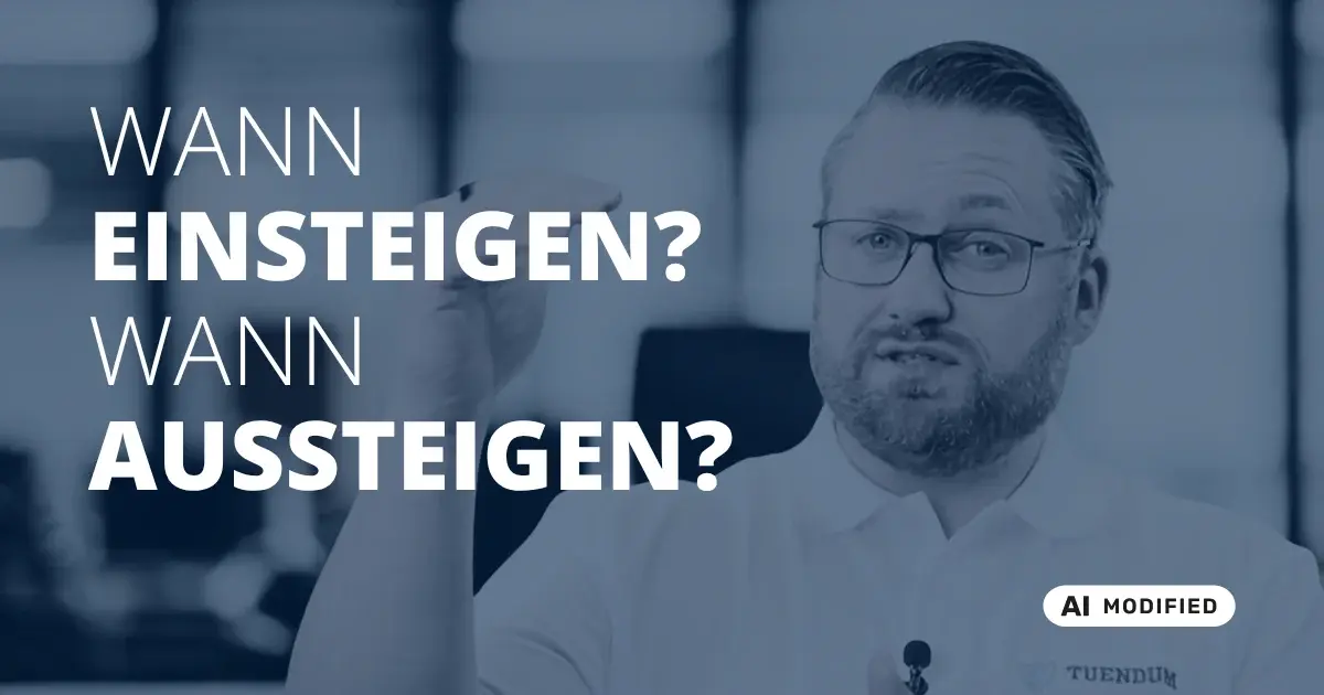 Sven Stopka neben Schriftzug „Wann einsteigen? Wann aussteigen