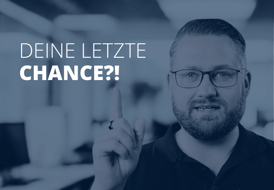 Sven Stopka neben Schriftzug „Deine letzte Chance“ zum Thema Rentenlücke