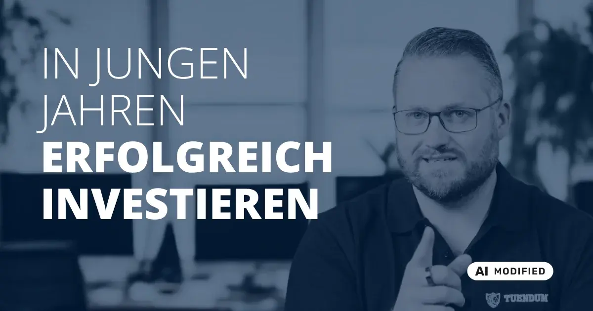 Sven Stopka neben Schriftzug „In jungen Jahren erfolgreich investieren“ zum Thema Investieren