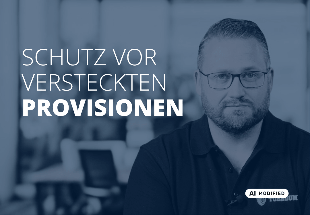 Sven Stopka neben Schriftzug „Schutz vor versteckten Provisionen“ zum Thema Honorarberatung