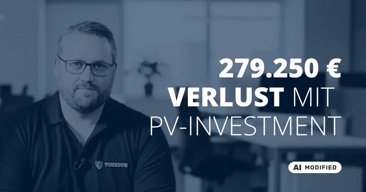 Sven Stopka neben Schriftzug „279.250 € Verlust mit PV-Investment“ zum Thema Investieren